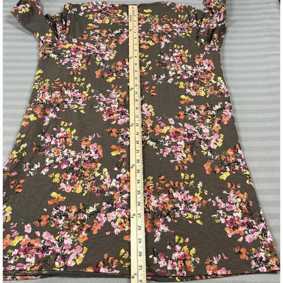 J Jill Dress Womens Large Tall Brown Floral Long Sleeve Drop Waist Stretch Tunic - Picture 8 of 8